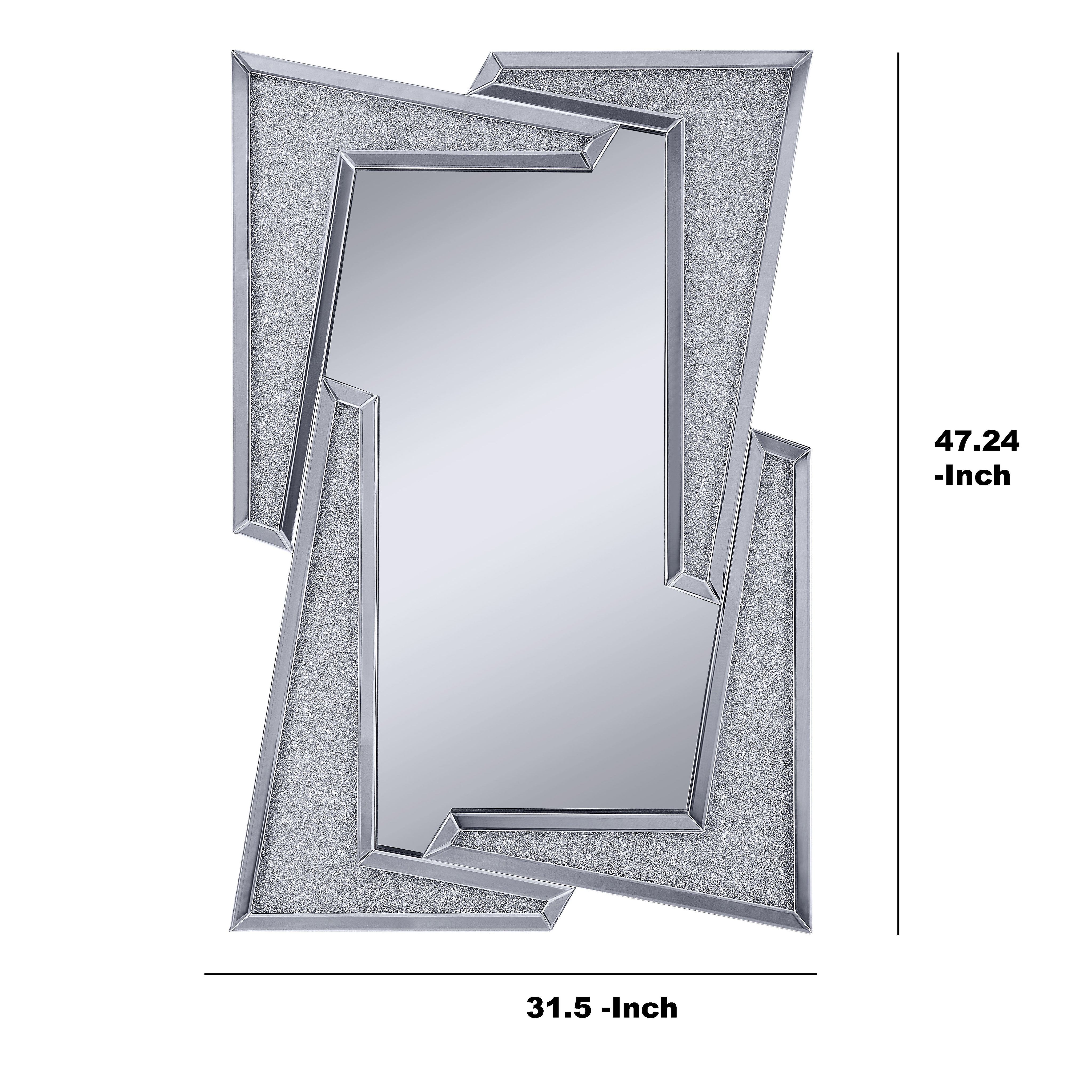 Mirrored Wooden Frame Accent Wall Decor With Four L Shaped Borders Clear-zoom-5