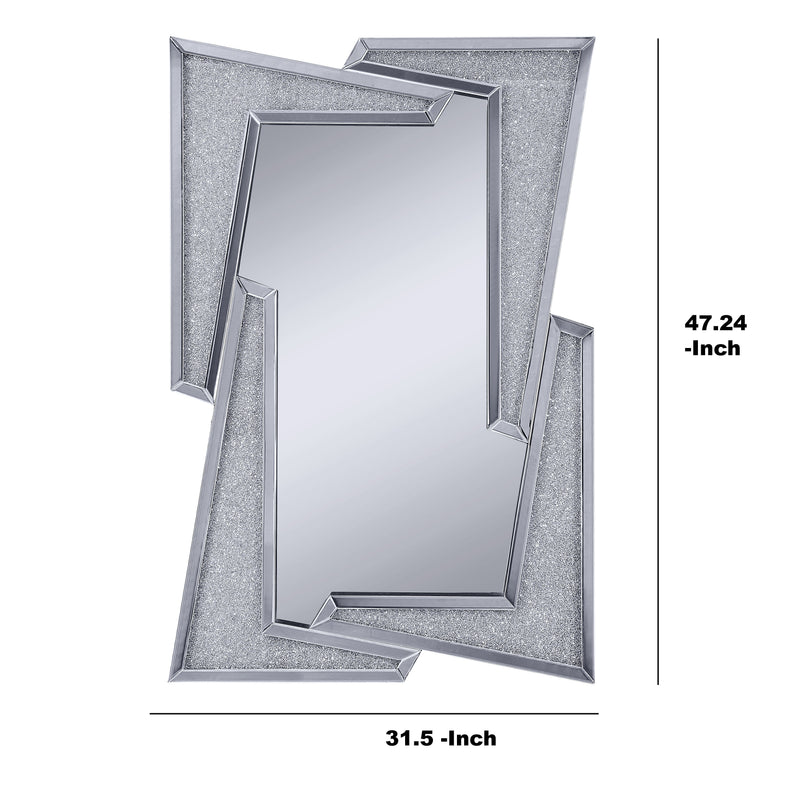 Mirrored Wooden Frame Accent Wall Decor With Four L Shaped Borders Clear-zoom-