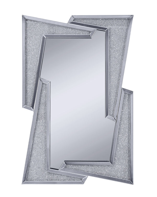 Mirrored Wooden Frame Accent Wall Decor With Four L Shaped Borders Clear