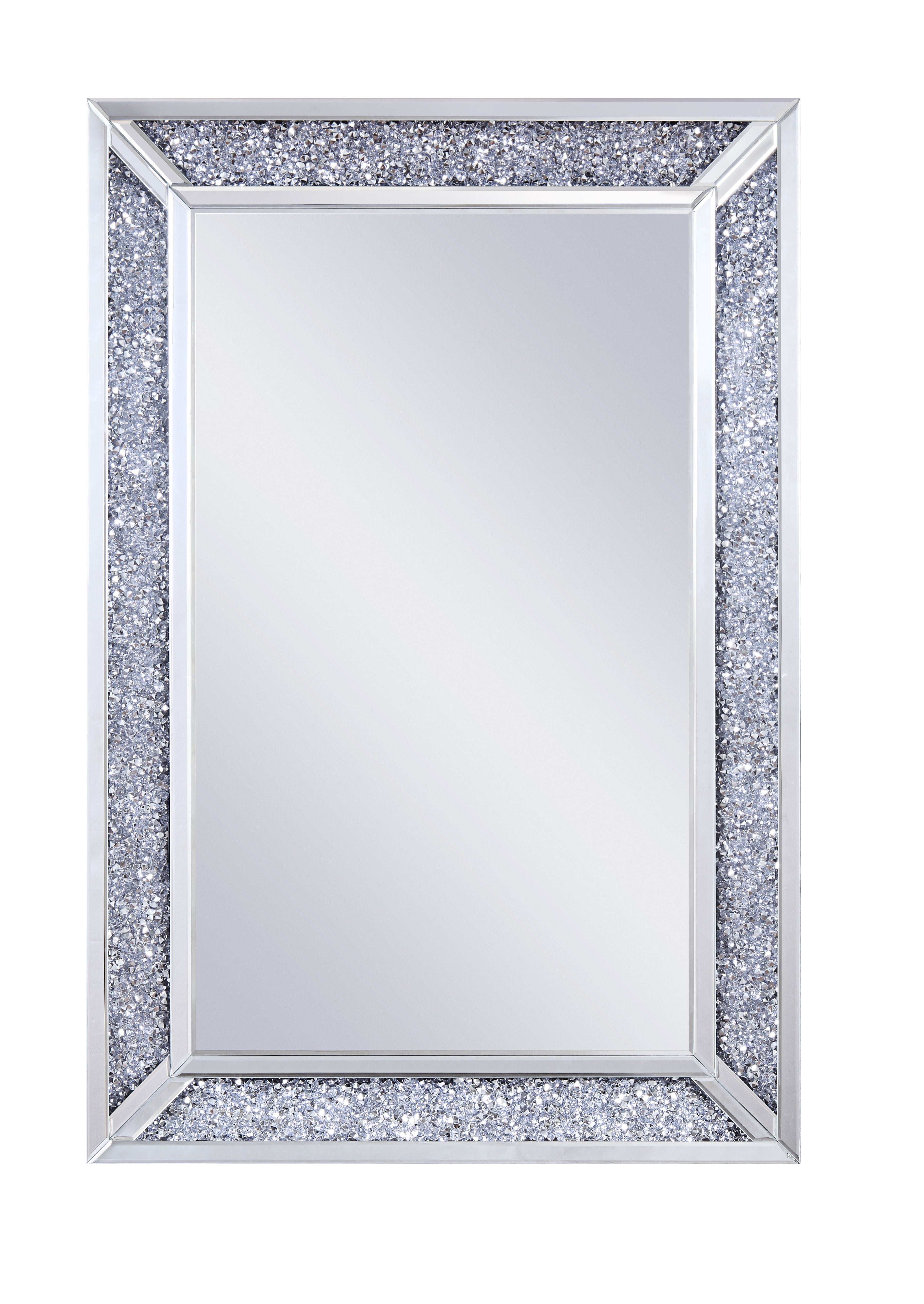 Rectangular Faux Crystal Inlaid Mirrored Wall Decor With Wooden Backing Clear-zoom-1