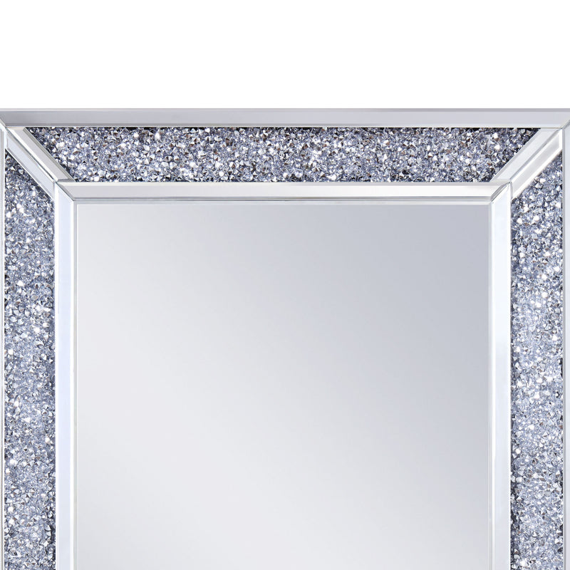 Rectangular Faux Crystal Inlaid Mirrored Wall Decor With Wooden Backing Clear-zoom-