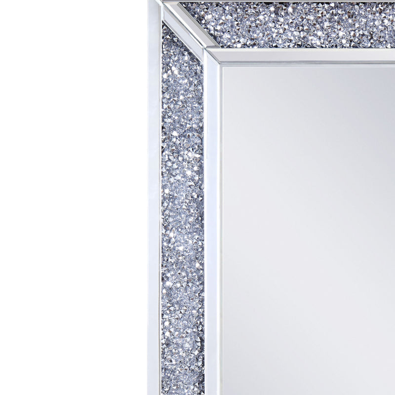 Rectangular Faux Crystal Inlaid Mirrored Wall Decor With Wooden Backing Clear-zoom-