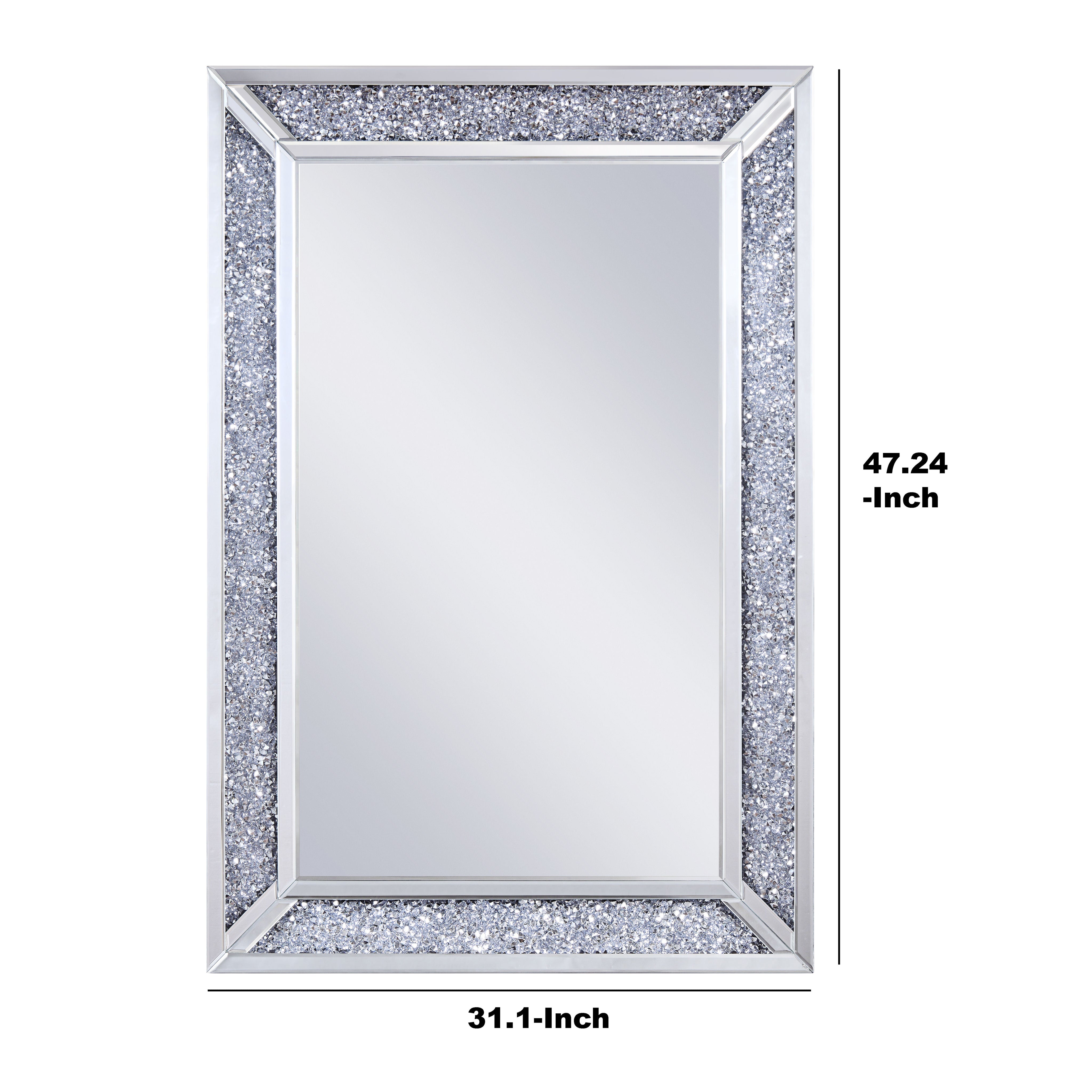 Rectangular Faux Crystal Inlaid Mirrored Wall Decor With Wooden Backing Clear-zoom-5