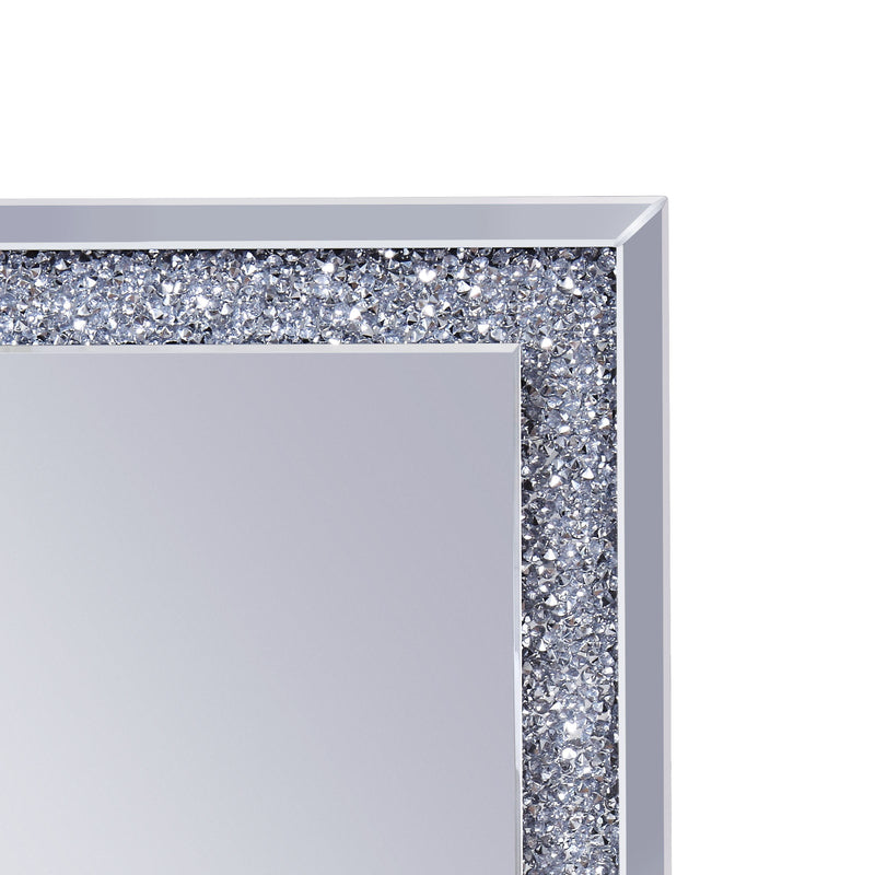 Mirrored Wooden Frame Accent Wall Decor With Faux Crystal Inlay Clear-zoom-