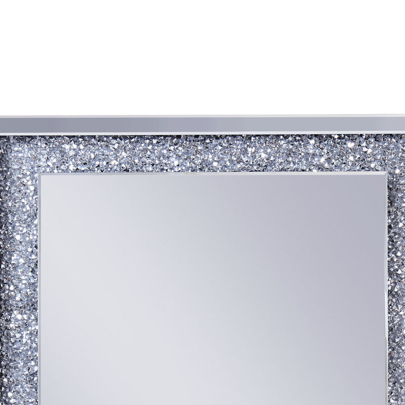 Mirrored Wooden Frame Accent Wall Decor With Faux Crystal Inlay Clear-zoom-