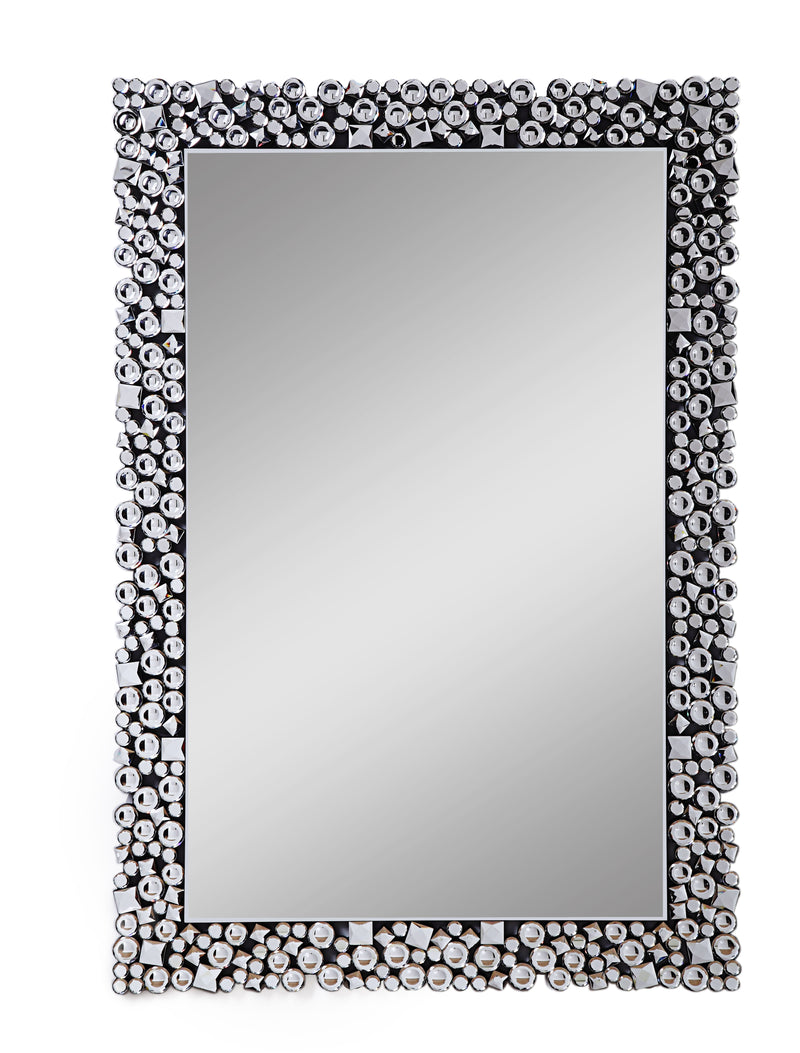 Wooden Backing Wall Decor With Faux Crystals Inlaid Border Black And Clear-zoom-