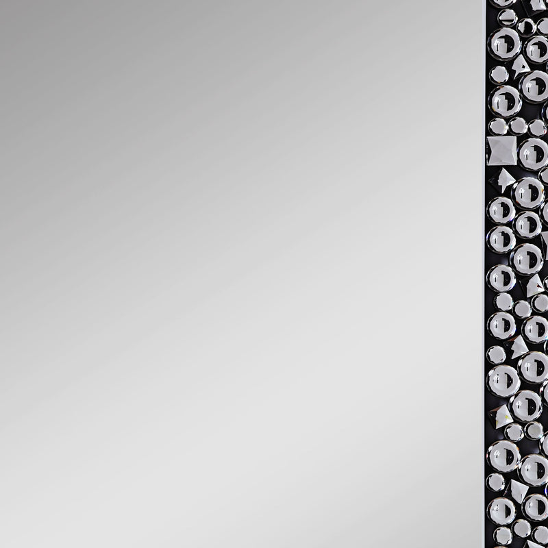 Wooden Backing Wall Decor With Faux Crystals Inlaid Border Black And Clear-zoom-
