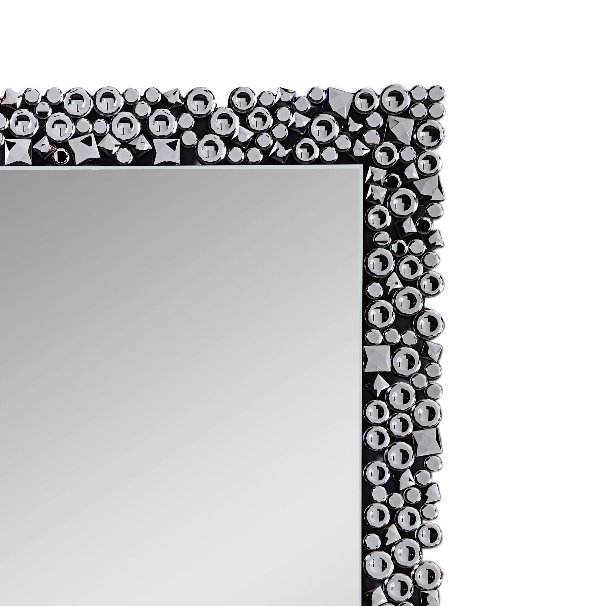 Wooden Backing Wall Decor With Faux Crystals Inlaid Border Black And Clear-zoom-3