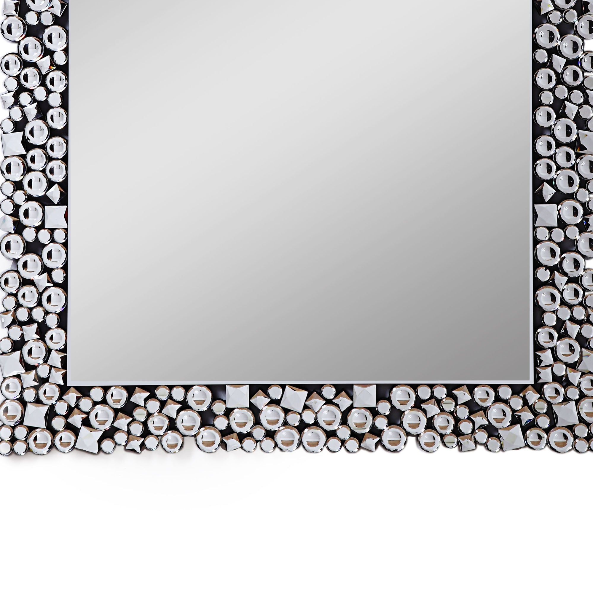 Wooden Backing Wall Decor With Faux Crystals Inlaid Border Black And Clear-zoom-4