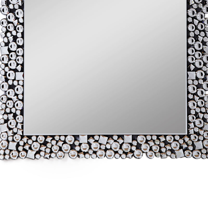 Wooden Backing Wall Decor With Faux Crystals Inlaid Border Black And Clear-zoom-