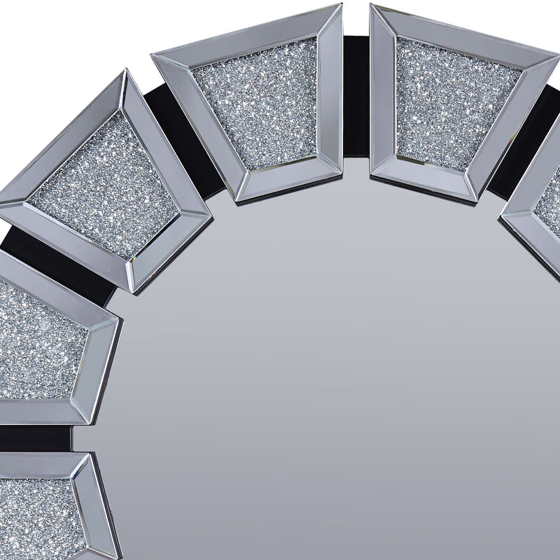 Wooden Backing Wall Decor With Tapered Mirrored Panel Borders Clear And Black-zoom-