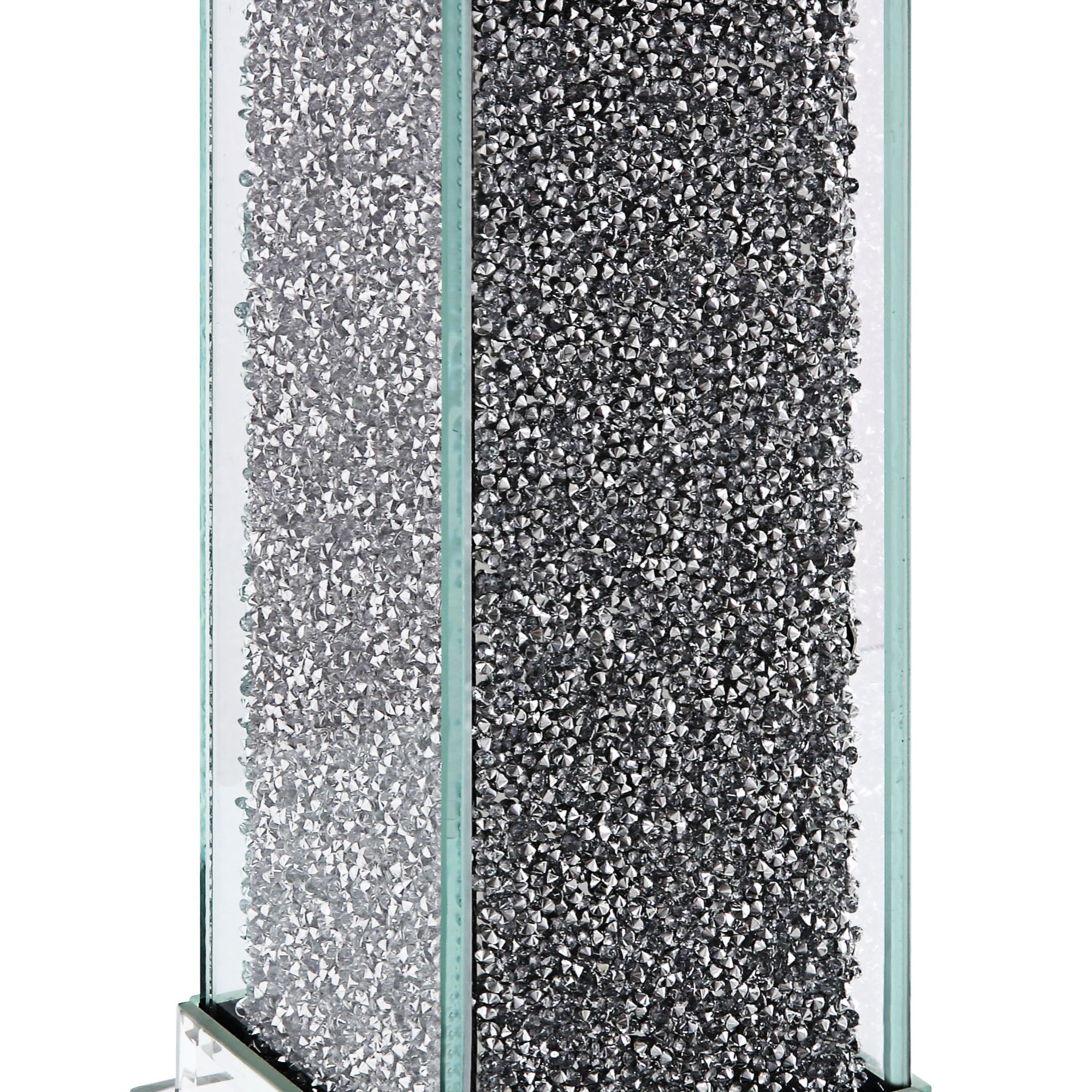 Wood And Glass Candle Holder With Faux Crystals Inlay Clear Small Set Of Two-zoom-3