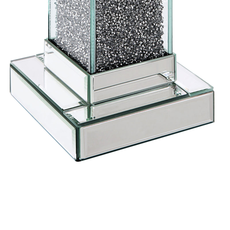 Wood And Glass Candle Holder With Faux Crystals Inlay Clear Small Set Of Two-zoom-