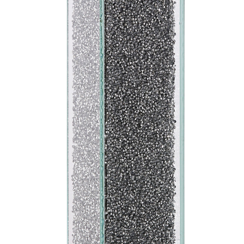 Wood And Glass Candle Holder With Faux Crystal Inlays Clear Large Set Of Two-zoom-