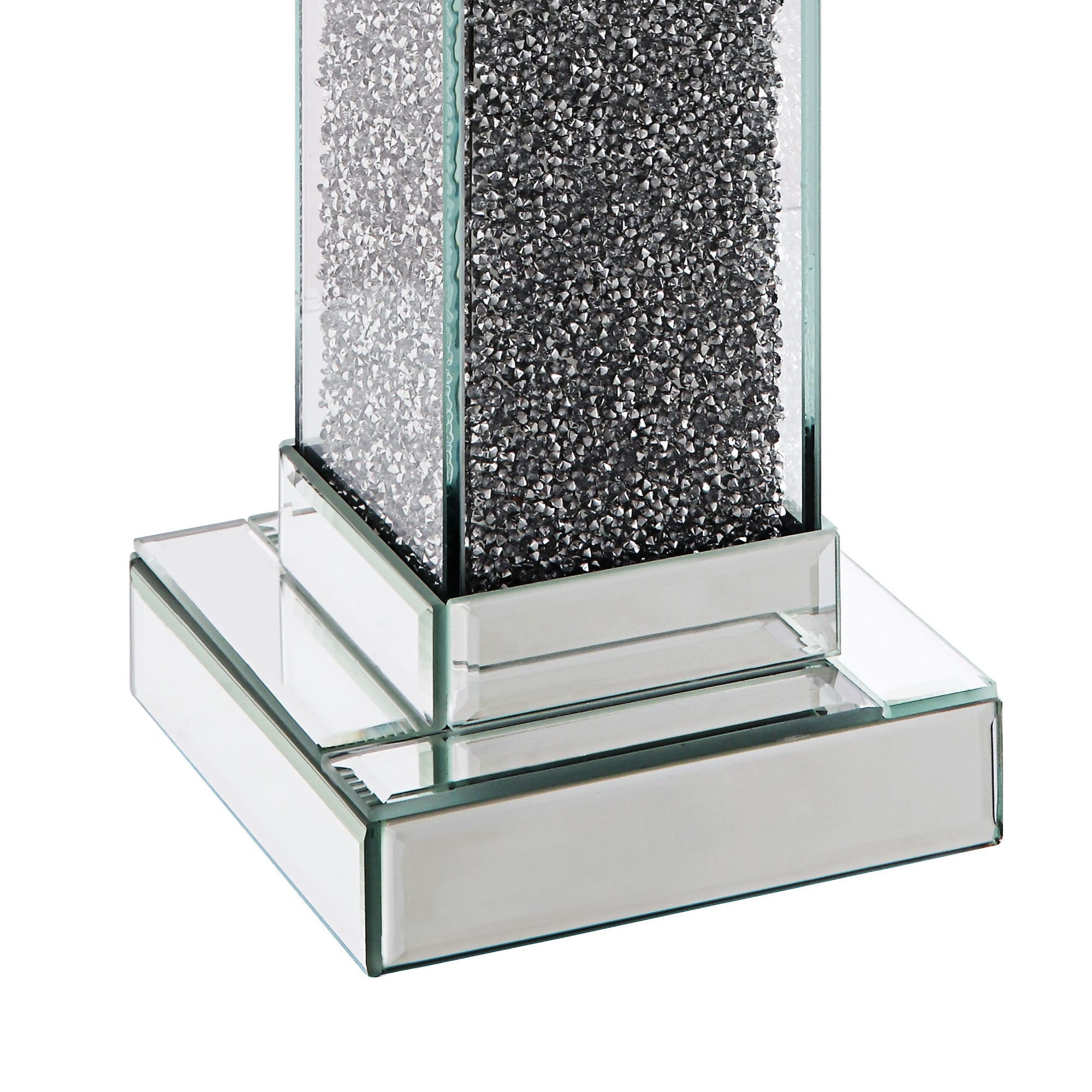 Wood And Glass Candle Holder With Faux Crystal Inlays Clear Large Set Of Two-zoom-4