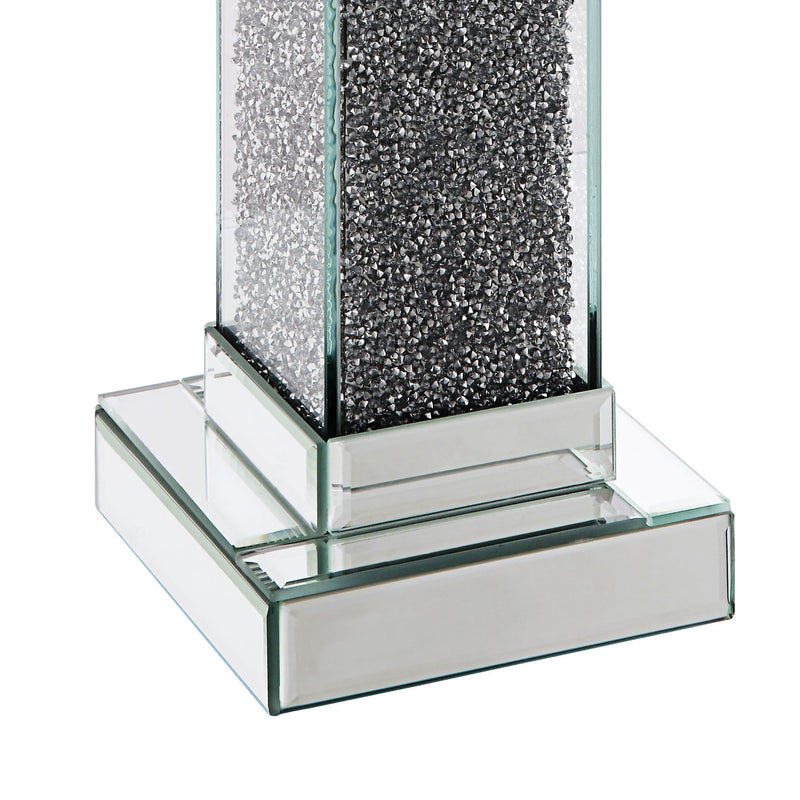 Wood And Glass Candle Holder With Faux Crystal Inlays Clear Large Set Of Two-zoom-