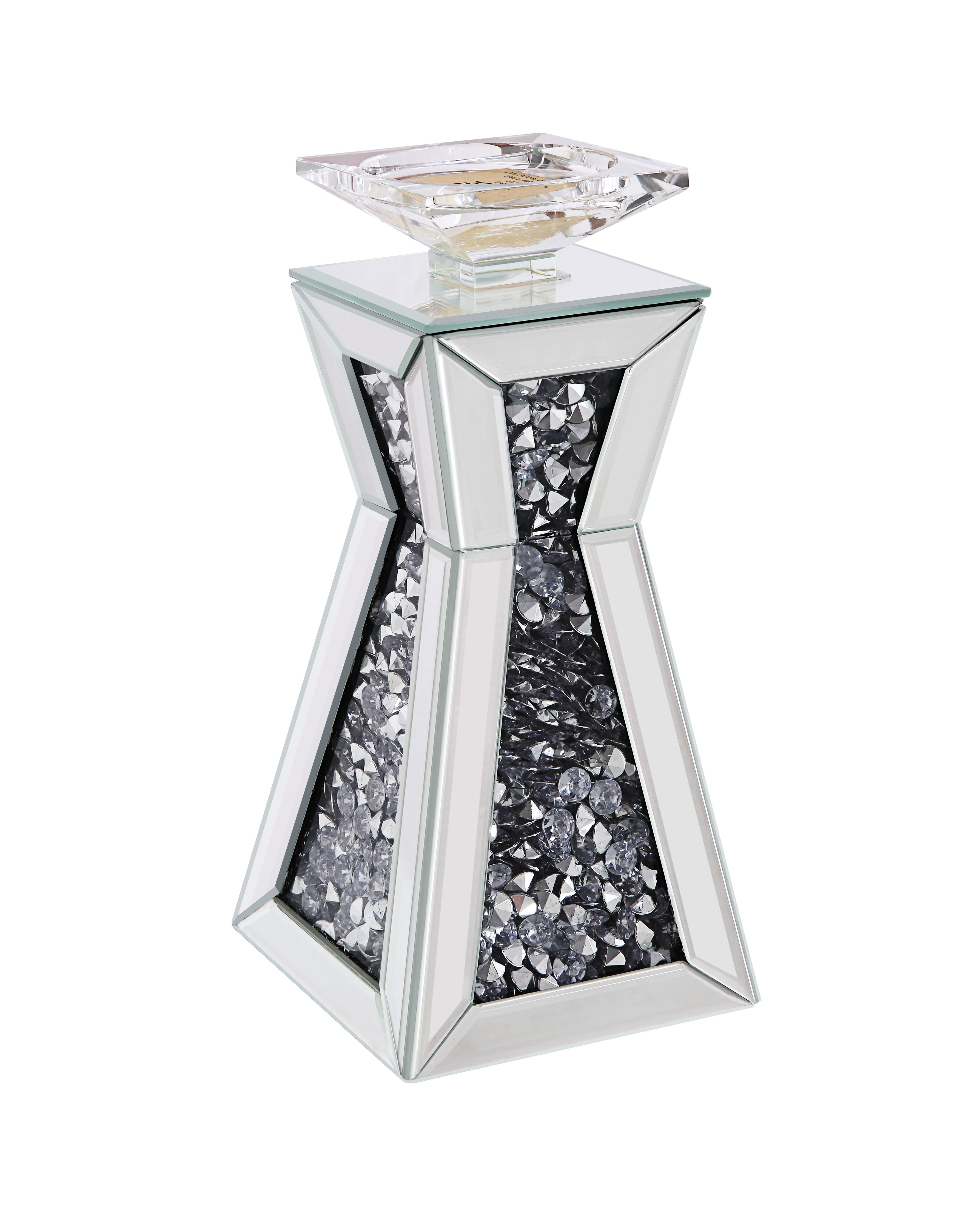 Wood And Glass Candle Holder With Hour Glass Shape Clear Set Of Two Small-zoom-1