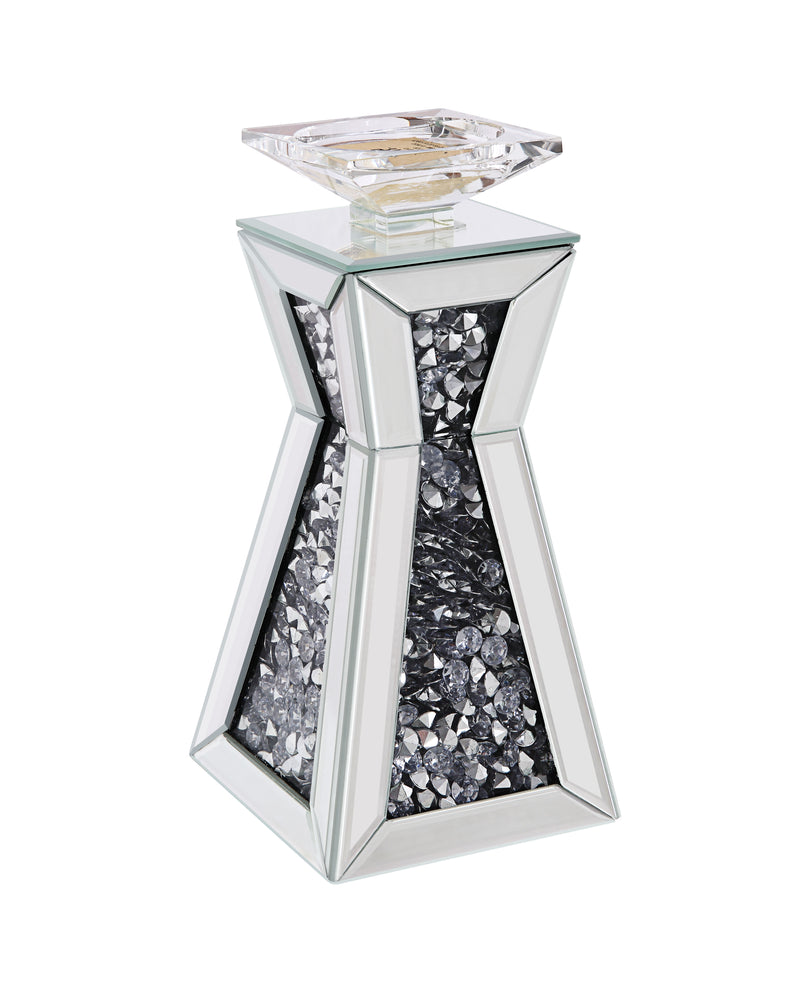 Wood And Glass Candle Holder With Hour Glass Shape Clear Set Of Two Small-zoom-