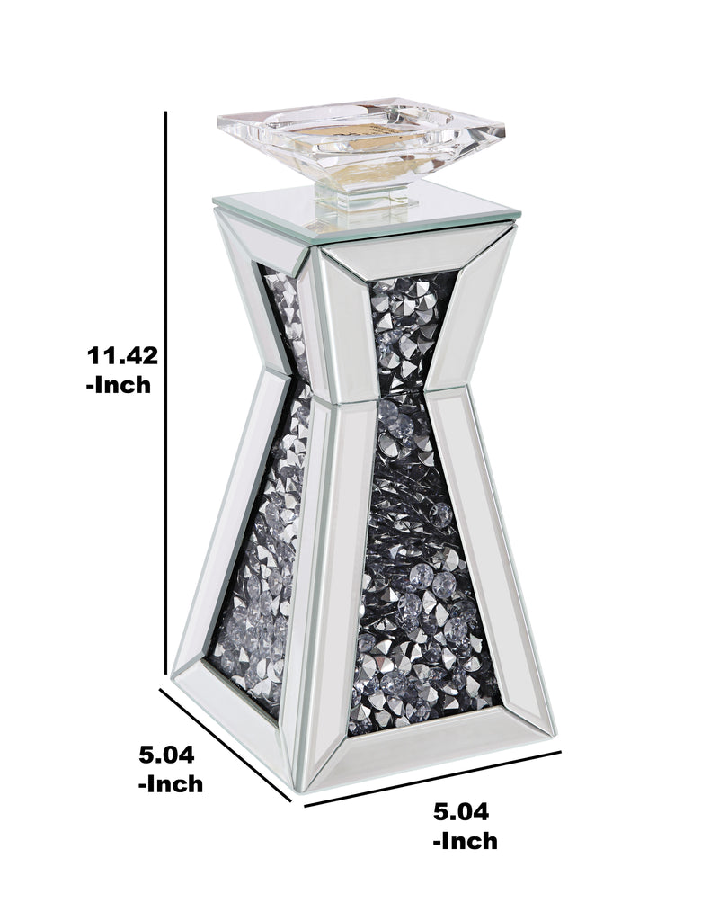 Wood And Glass Candle Holder With Hour Glass Shape Clear Set Of Two Small-zoom-