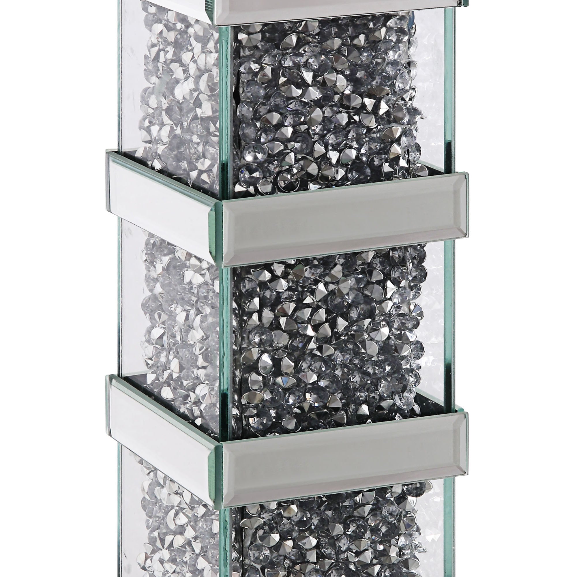 Wood And Glass Candle Holder With Faux Crystal Inserts Clear Set Of Two Large-zoom-3