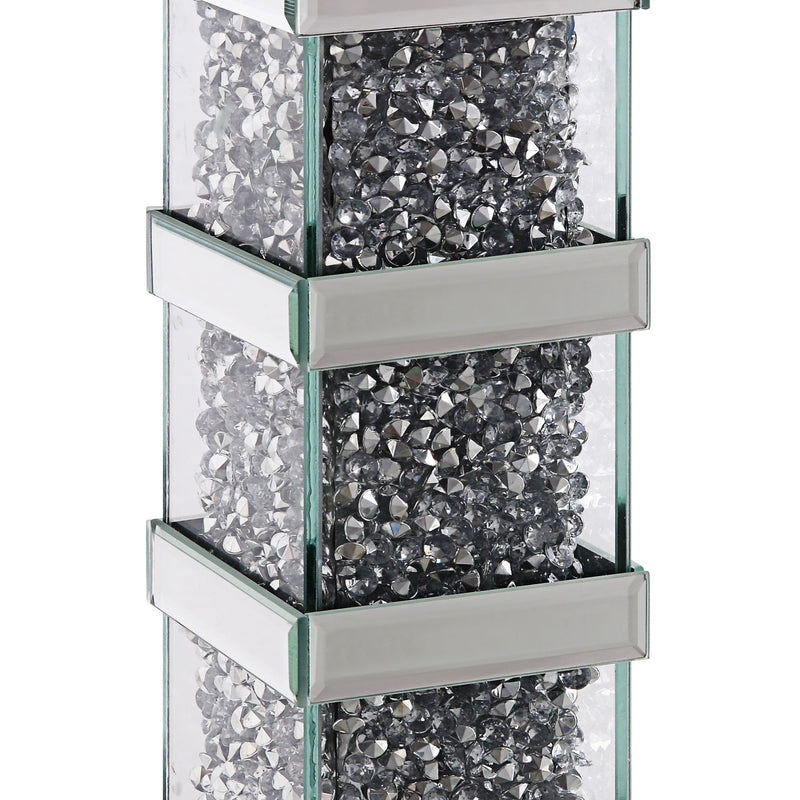 Wood And Glass Candle Holder With Faux Crystal Inserts Clear Set Of Two Large-zoom-