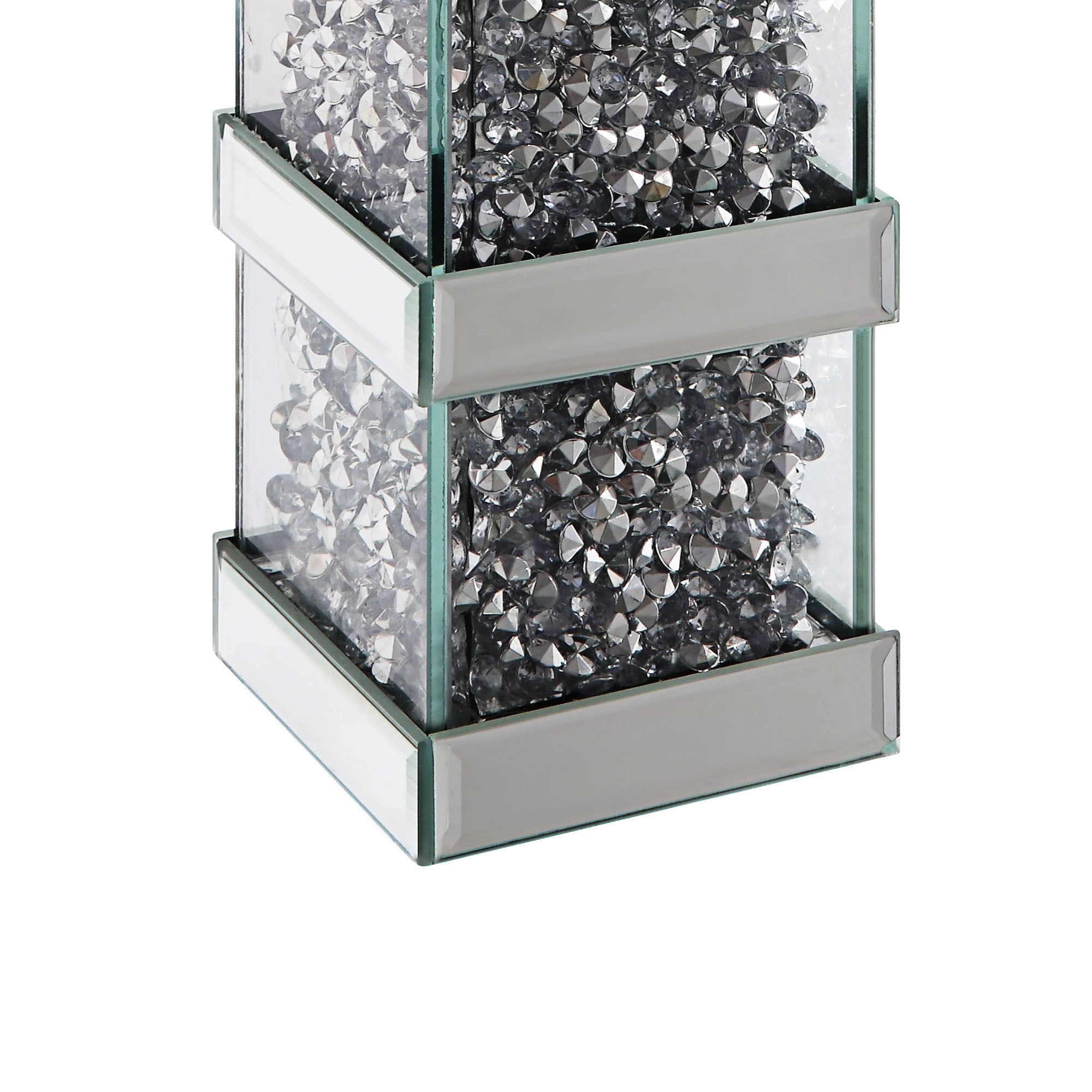 Wood And Glass Candle Holder With Faux Crystal Inserts Clear Set Of Two Large-zoom-4