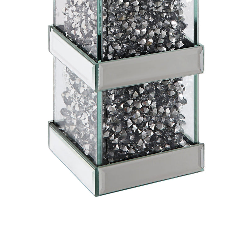 Wood And Glass Candle Holder With Faux Crystal Inserts Clear Set Of Two Large-zoom-