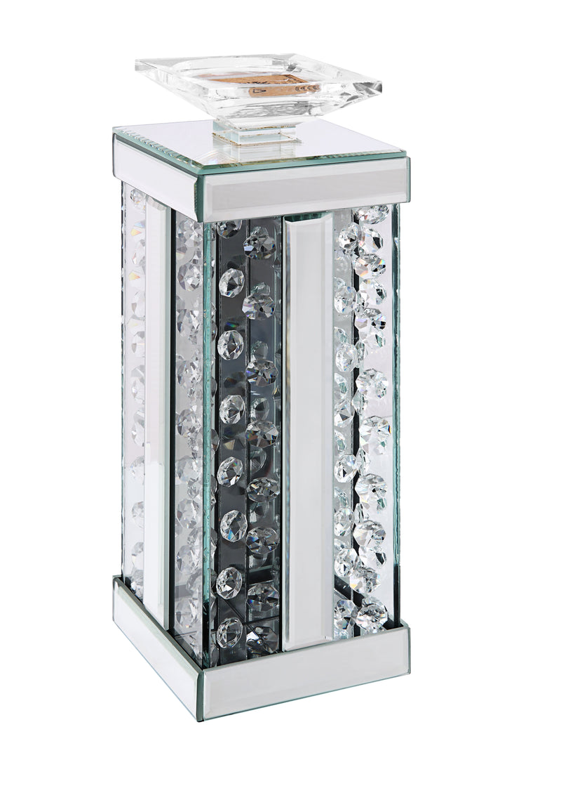 Wood And Glass Candle Holder With Faux Crystal Studs Clear Set Of Two Small-zoom-