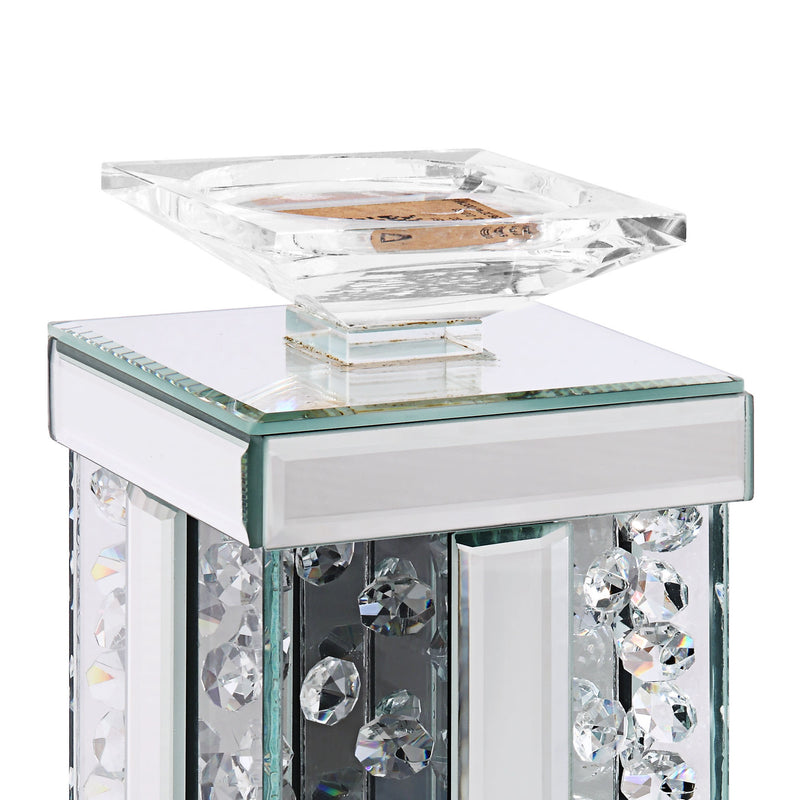 Wood And Glass Candle Holder With Faux Crystal Studs Clear Set Of Two Small-zoom-
