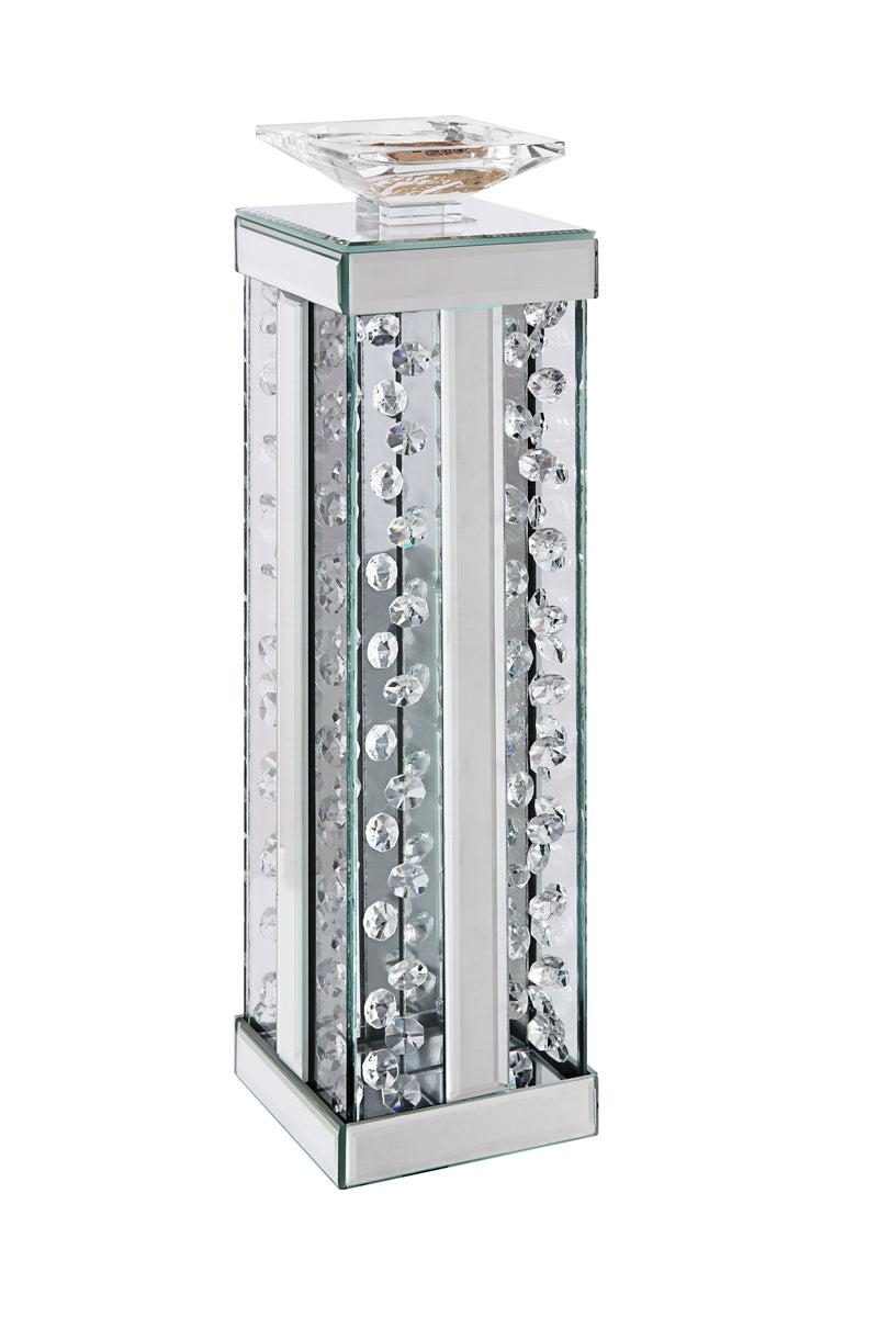 Wood And Glass Candle Holder With Faux Crystal Studs Clear Set Of Two Large-zoom-