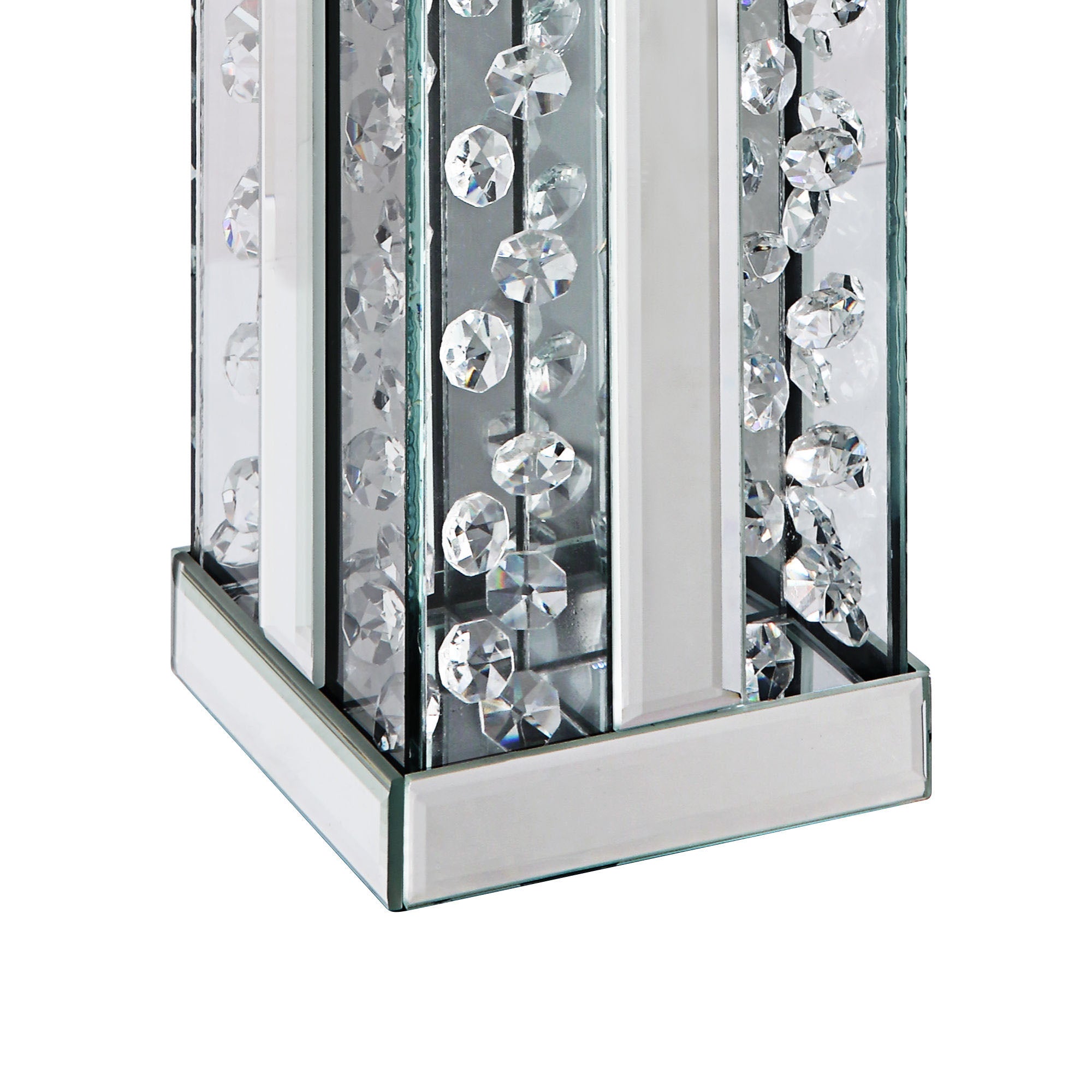 Wood And Glass Candle Holder With Faux Crystal Studs Clear Set Of Two Large-zoom-3