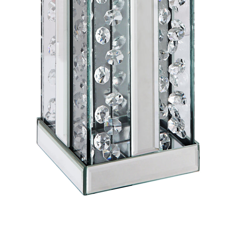 Wood And Glass Candle Holder With Faux Crystal Studs Clear Set Of Two Large-zoom-