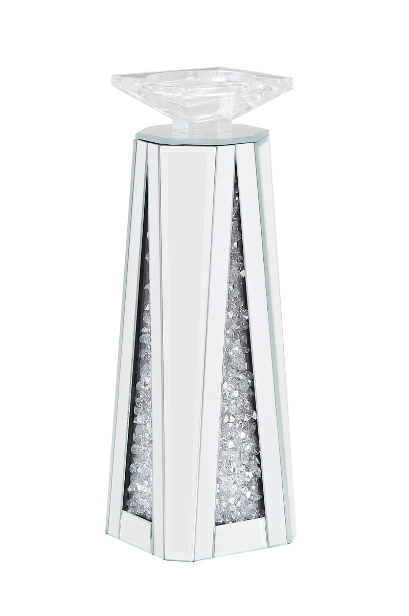 Wood And Glass Candle Holder With Faux Crystal Inserts Clear Set Of Two Small-zoom-