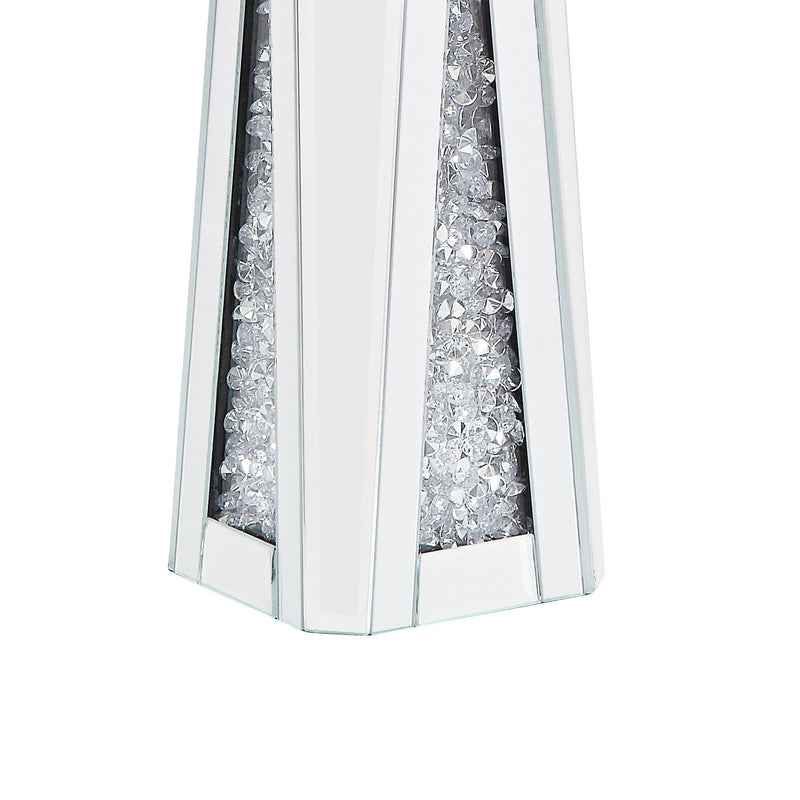 Wood And Glass Candle Holder With Faux Crystal Inserts Clear Set Of Two Small-zoom-