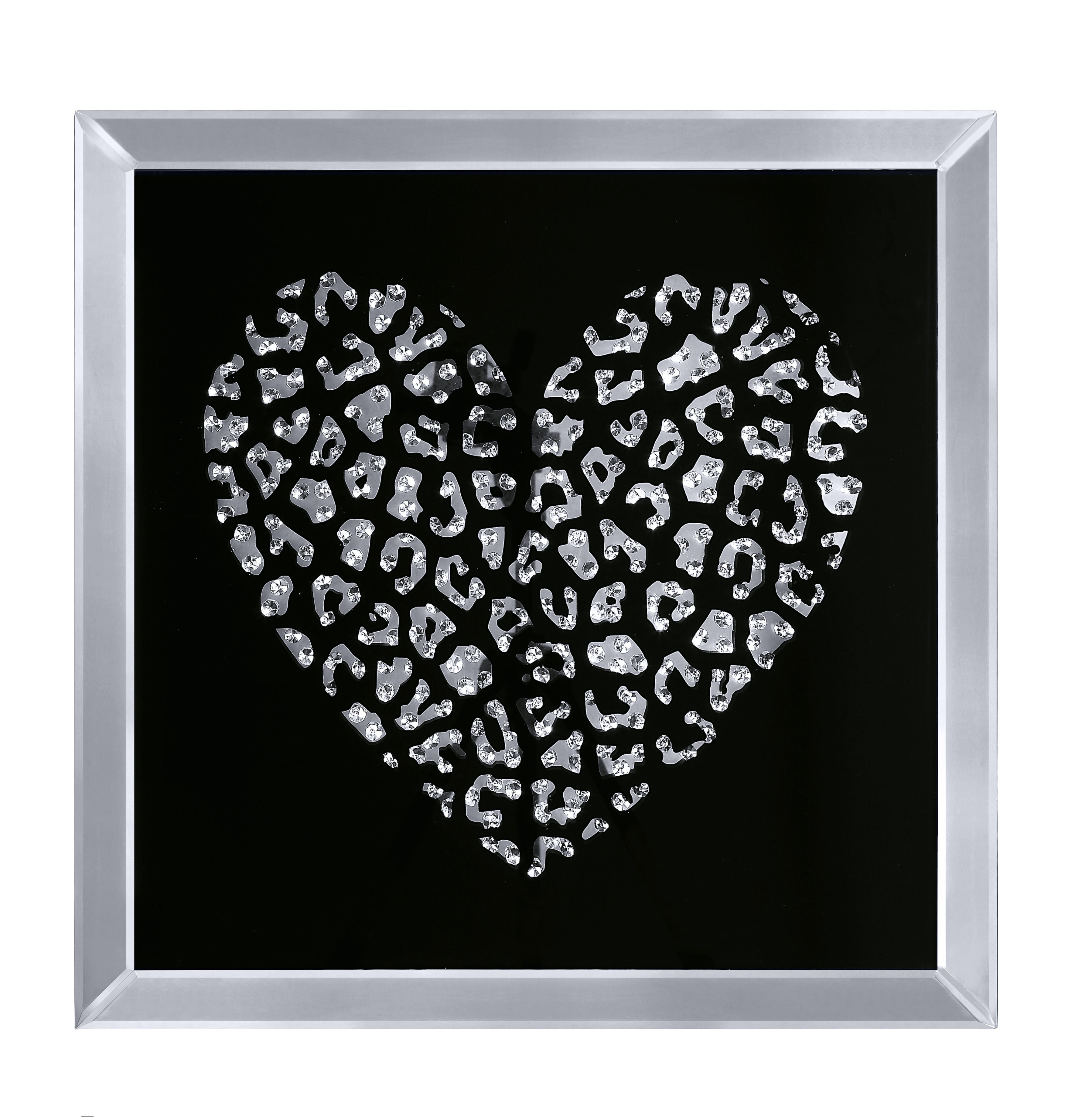 Decorative Wood And Mirror Heart Wall Art Black And Clear-zoom-1