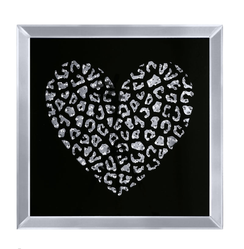 Decorative Wood And Mirror Heart Wall Art Black And Clear-zoom-