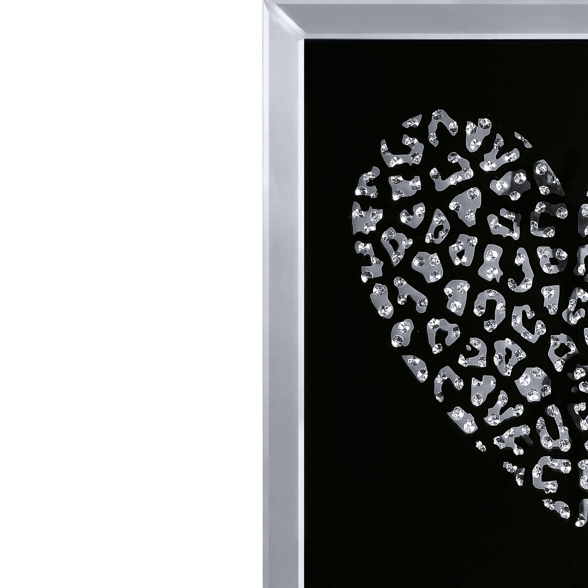 Decorative Wood And Mirror Heart Wall Art Black And Clear-zoom-4