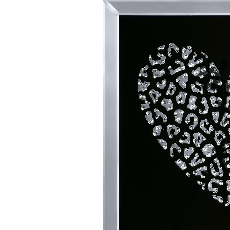 Decorative Wood And Mirror Heart Wall Art Black And Clear-zoom-