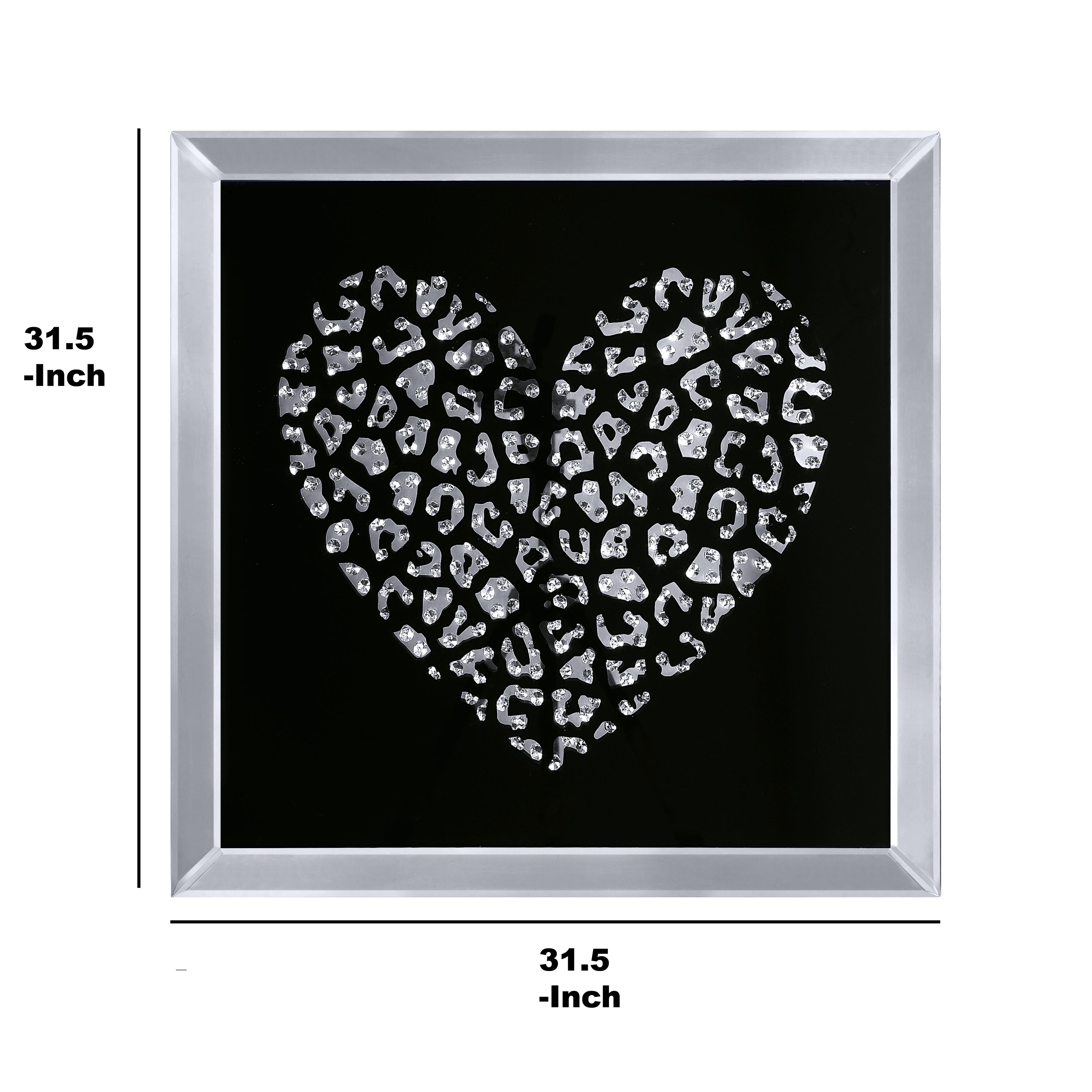 Decorative Wood And Mirror Heart Wall Art Black And Clear-zoom-5