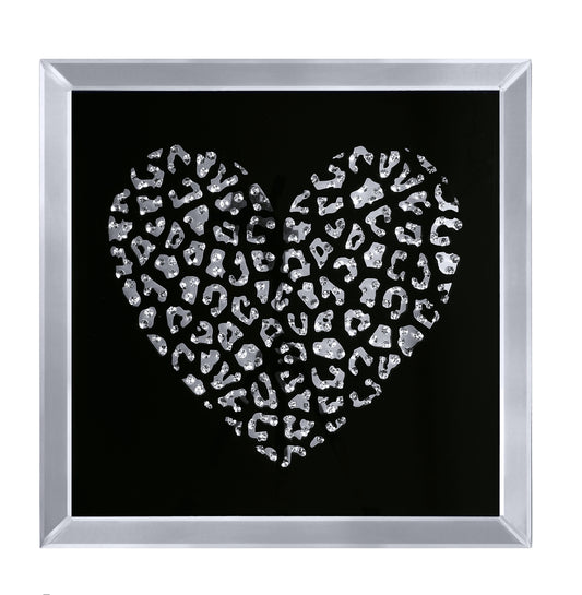 Decorative Wood And Mirror Heart Wall Art Black And Clear