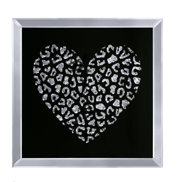Decorative Wood And Mirror Heart Wall Art Black And Clear