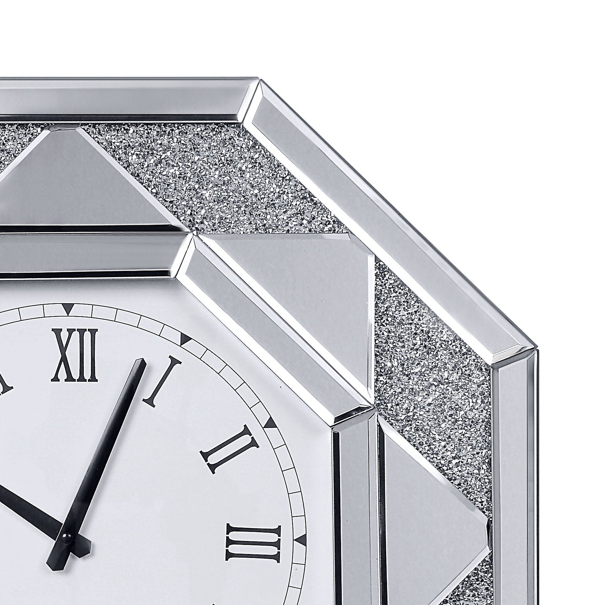 Wood And Mirror Wall Clock With Octagonal Silhouette Clear-zoom-3