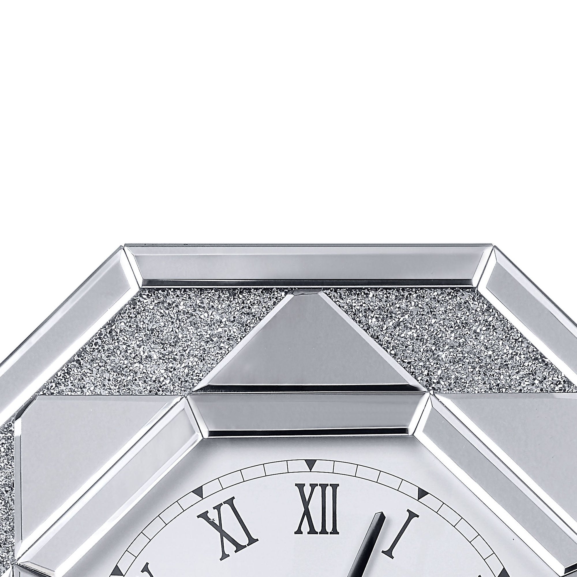 Wood And Mirror Wall Clock With Octagonal Silhouette Clear-zoom-4