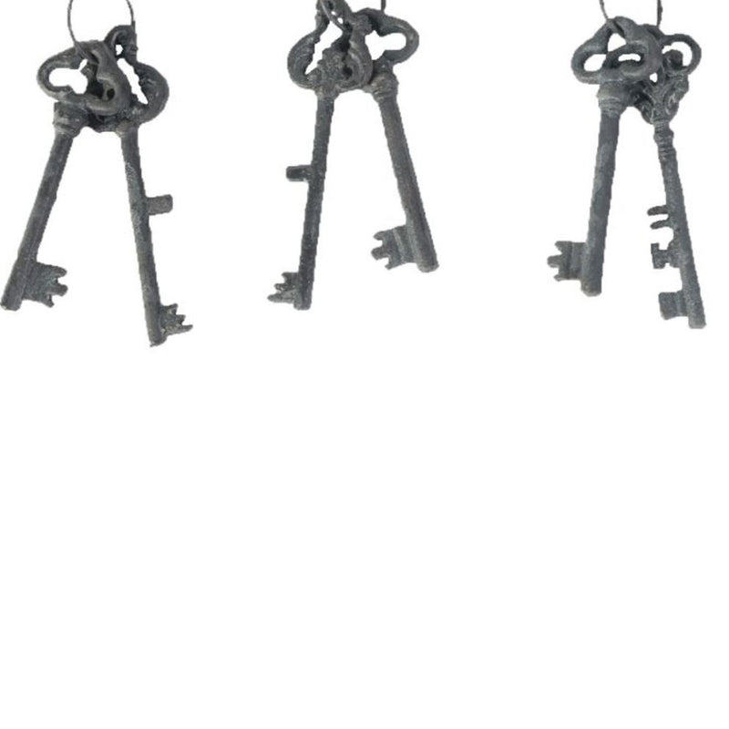 Decorative 4 Piece Lock And Key Set Wall Accent Antique Silver-zoom-