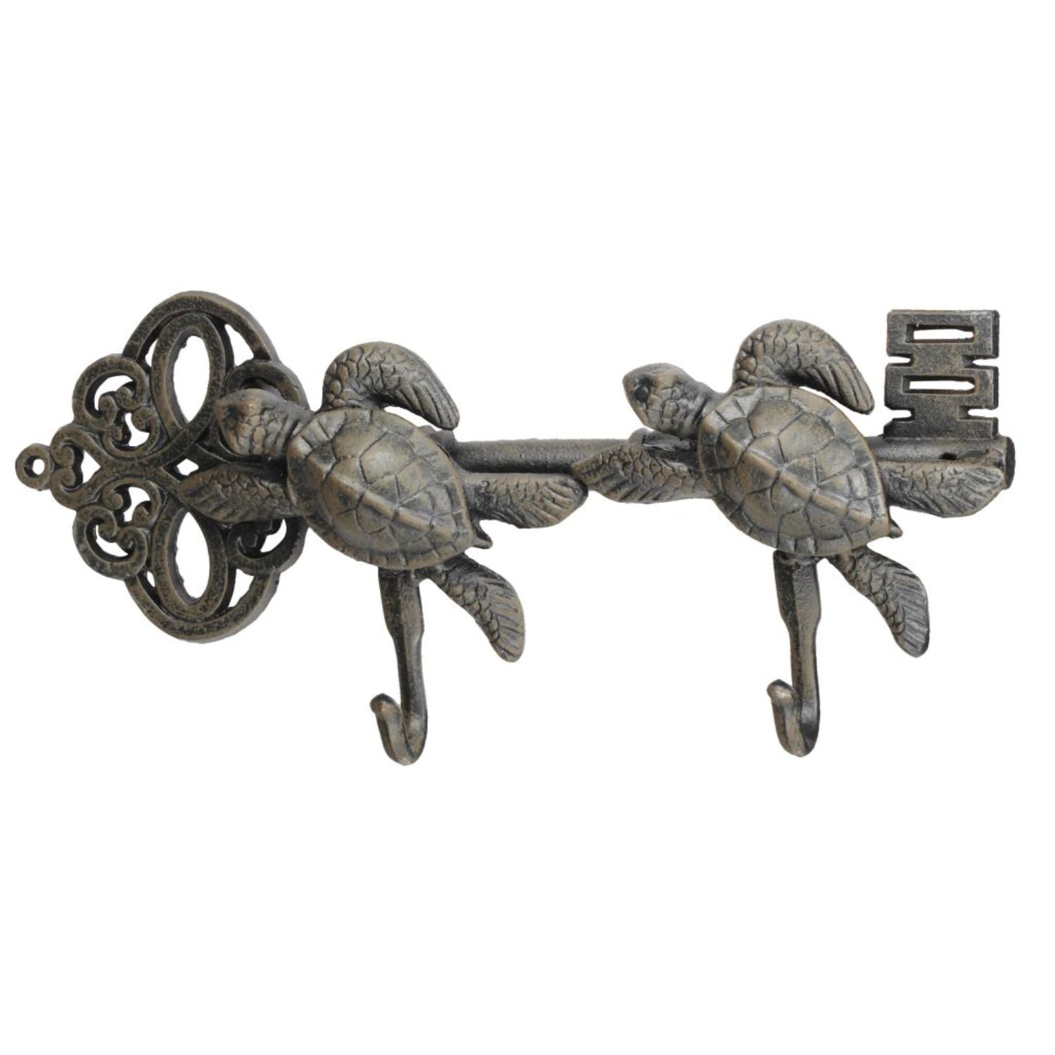 Decorative Sea Turtles Iron Wall Hook On Antique Key Gray-zoom-1
