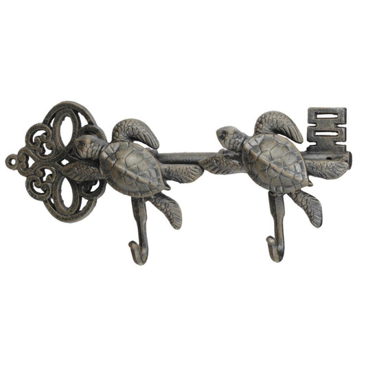 Decorative Sea Turtles Iron Wall Hook On Antique Key Gray