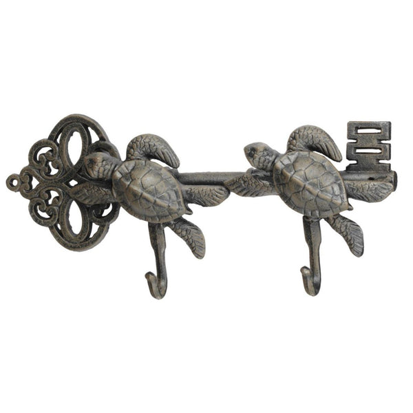 Decorative Sea Turtles Iron Wall Hook On Antique Key Gray