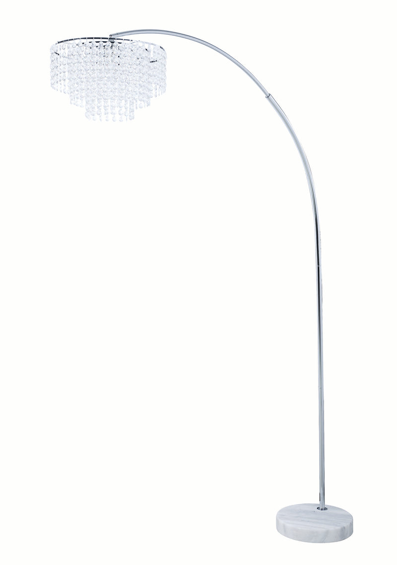 Crystal Accented Tiered Metal Floor Lamp With Marble Base Silver And White-zoom-
