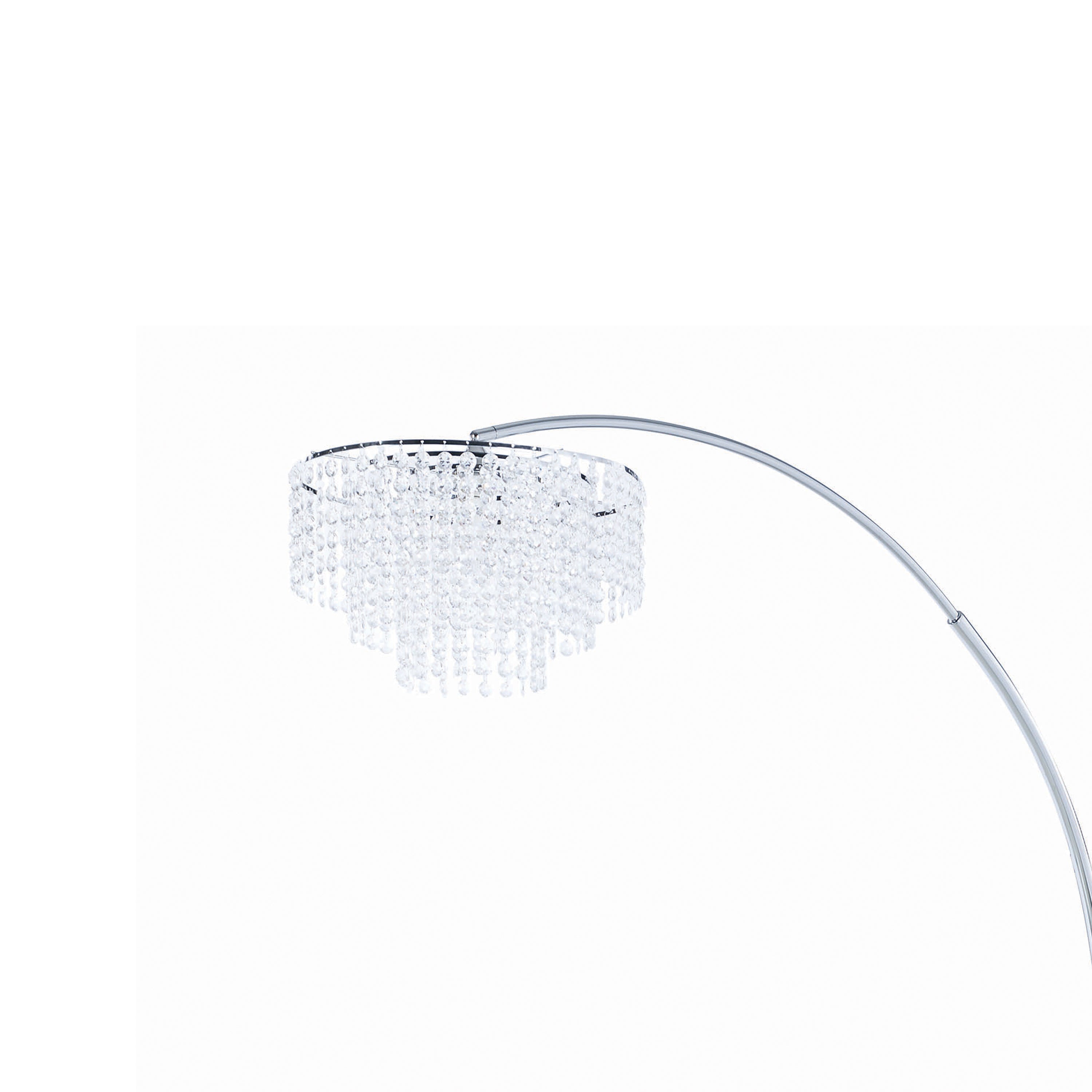 Crystal Accented Tiered Metal Floor Lamp With Marble Base Silver And White