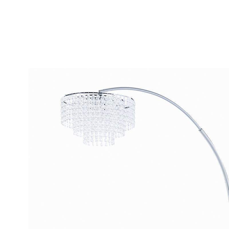 Crystal Accented Tiered Metal Floor Lamp With Marble Base Silver And White-zoom-